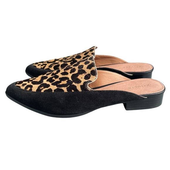Halogen Shoes - Halogen CORBIN Mules Women’s 8 Leopard Print Calf Hair Black Suede Point Slide